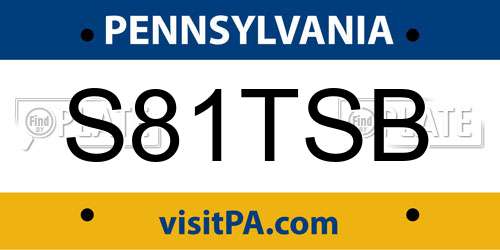 S81TSB Pennsylvania License Plate