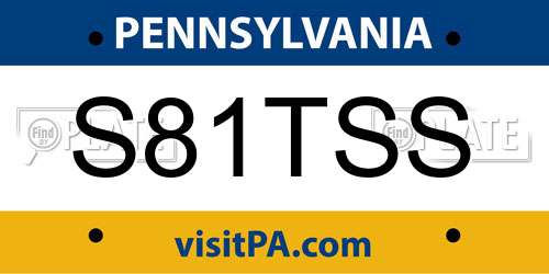 S81TSS Pennsylvania License Plate