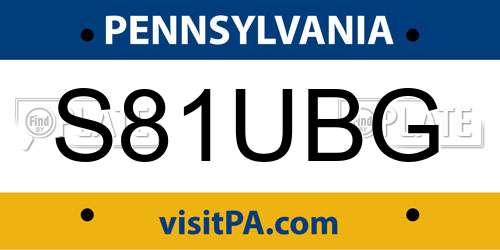 S81UBG Pennsylvania License Plate