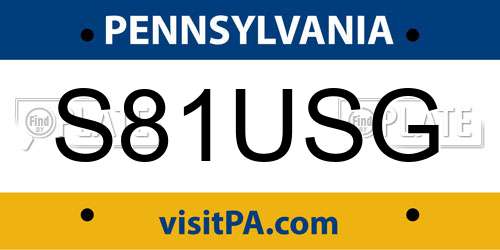 S81USG Pennsylvania License Plate