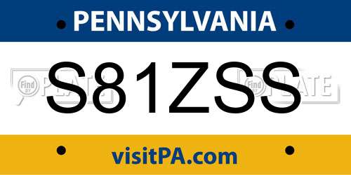 S81ZSS Pennsylvania License Plate