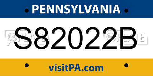 S82022B Pennsylvania License Plate