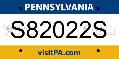 S82022S Pennsylvania License Plate