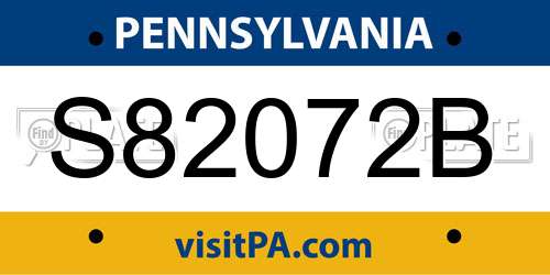 S82072B Pennsylvania License Plate