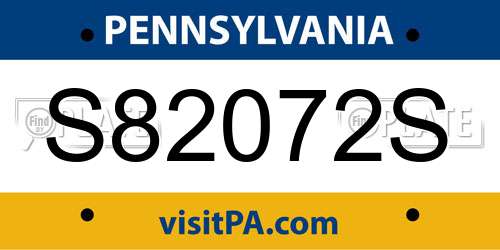 S82072S Pennsylvania License Plate
