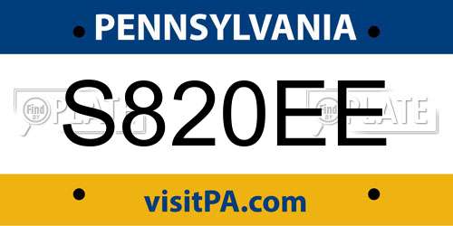 S820EE Pennsylvania License Plate