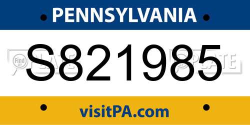 S821985 Pennsylvania License Plate