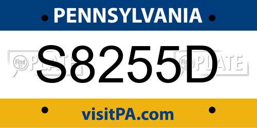 S8255D Pennsylvania License Plate