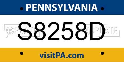 S8258D Pennsylvania License Plate