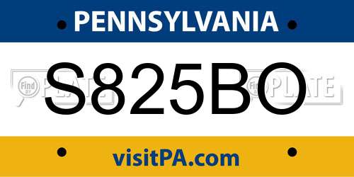 S825BO Pennsylvania License Plate