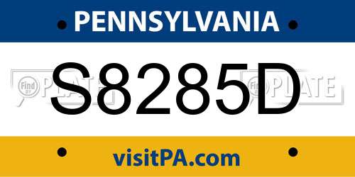 S8285D Pennsylvania License Plate