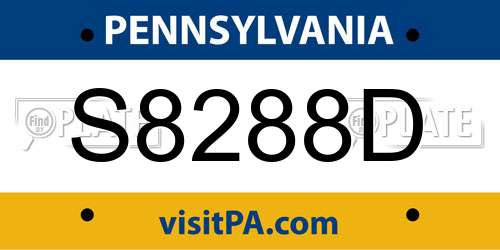 S8288D Pennsylvania License Plate