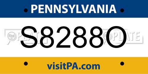 S8288O Pennsylvania License Plate