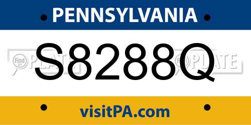 S8288Q Pennsylvania License Plate