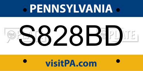 S828BD Pennsylvania License Plate