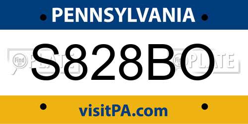 S828BO Pennsylvania License Plate