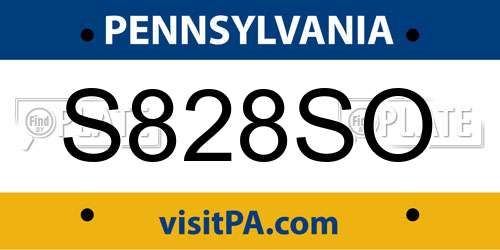 S828SO Pennsylvania License Plate