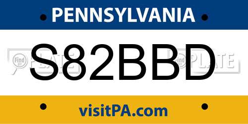 S82BBD Pennsylvania License Plate