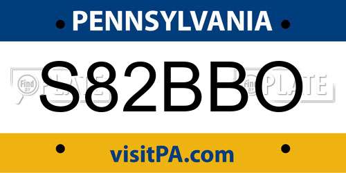 S82BBO Pennsylvania License Plate