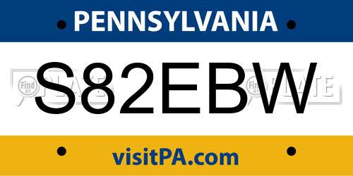 S82EBW Pennsylvania License Plate