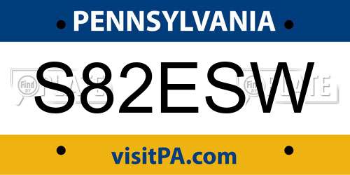 S82ESW Pennsylvania License Plate