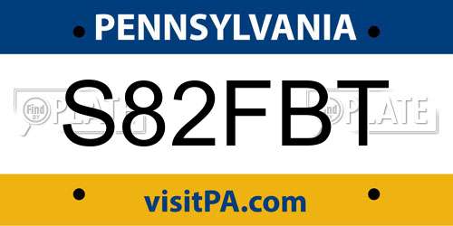 S82FBT Pennsylvania License Plate