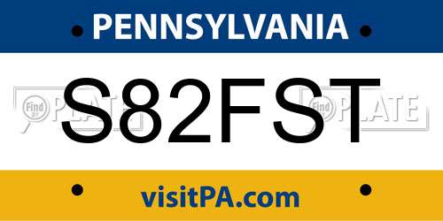 S82FST Pennsylvania License Plate