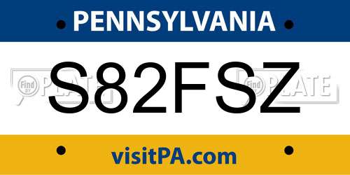 S82FSZ Pennsylvania License Plate