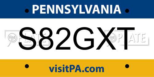S82GXT Pennsylvania License Plate