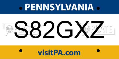 S82GXZ Pennsylvania License Plate