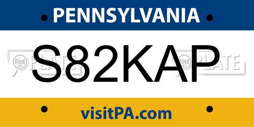 S82KAP Pennsylvania License Plate
