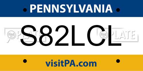 S82LCL Pennsylvania License Plate