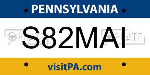 S82MAI Pennsylvania License Plate