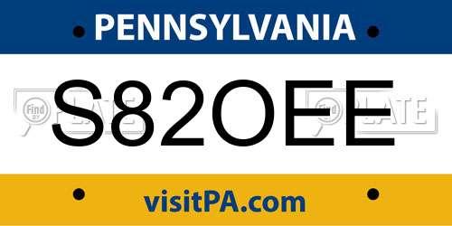 S82OEE Pennsylvania License Plate