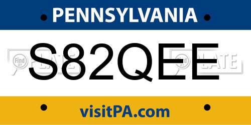 S82QEE Pennsylvania License Plate