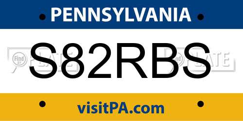 S82RBS Pennsylvania License Plate