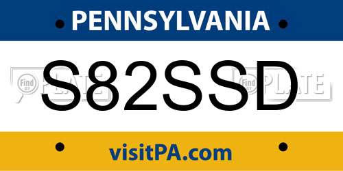 S82SSD Pennsylvania License Plate