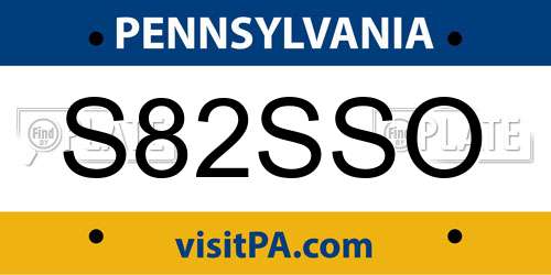 S82SSO Pennsylvania License Plate