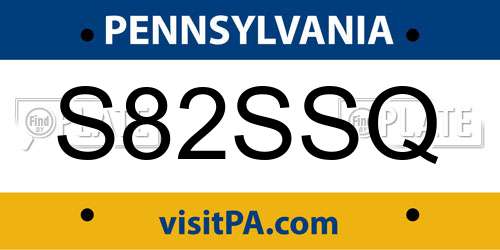 S82SSQ Pennsylvania License Plate