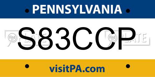 S83CCP Pennsylvania License Plate