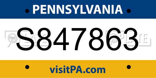 S847863 Pennsylvania License Plate