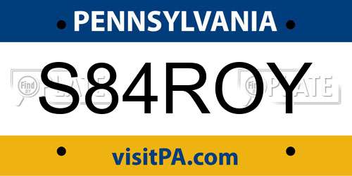 S84ROY Pennsylvania License Plate