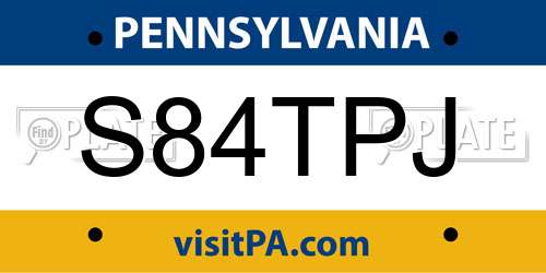S84TPJ Pennsylvania License Plate