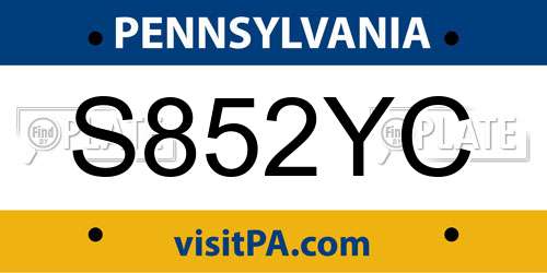 S852YC Pennsylvania License Plate