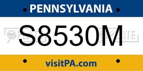 S8530M Pennsylvania License Plate