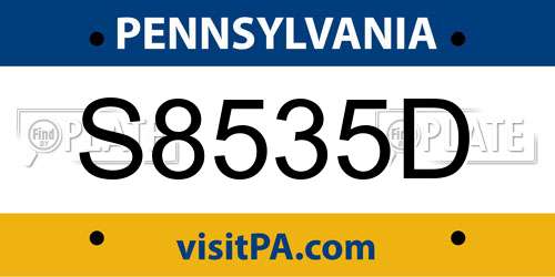 S8535D Pennsylvania License Plate