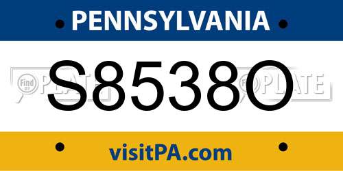 S8538O Pennsylvania License Plate