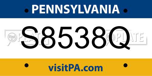 S8538Q Pennsylvania License Plate