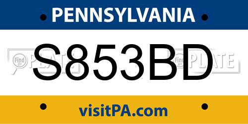 S853BD Pennsylvania License Plate