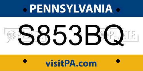 S853BQ Pennsylvania License Plate